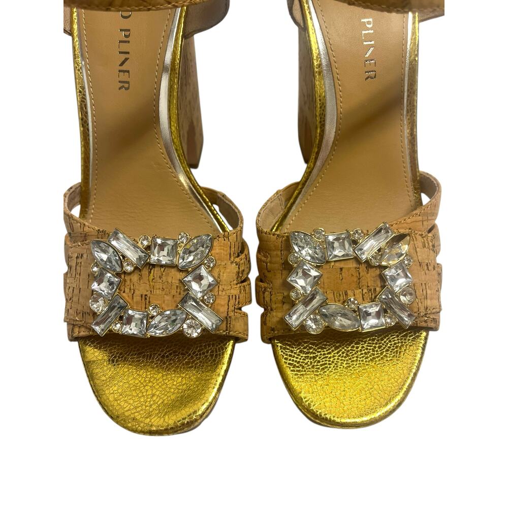 Donald Pliner Galatea Cork Platform Heels Jewels Gold | Sz 7.5 *Flaw* $258 - Picture 9 of 14